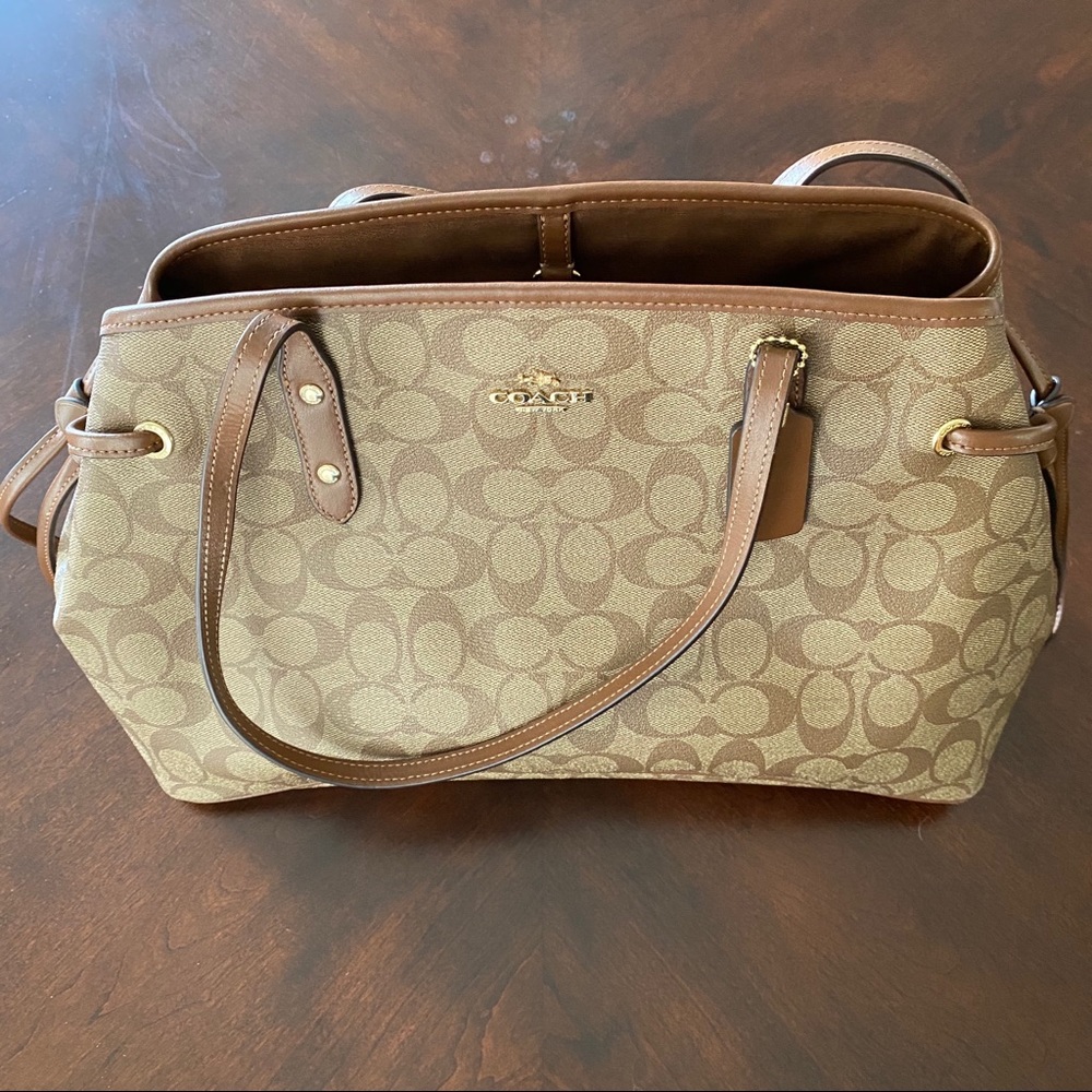 Drawstring Carryall Signature Canvas Coach Purse